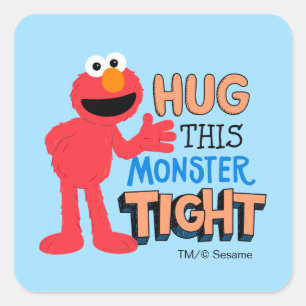 Sticker Carré Elmo   Serre ce monstre très fort
