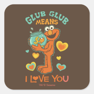 Sticker Carré Elmo tenant son poisson rouge