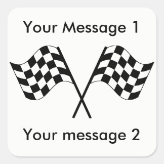 Sticker Carré Emballage Checkered de drapeaux personnalisé