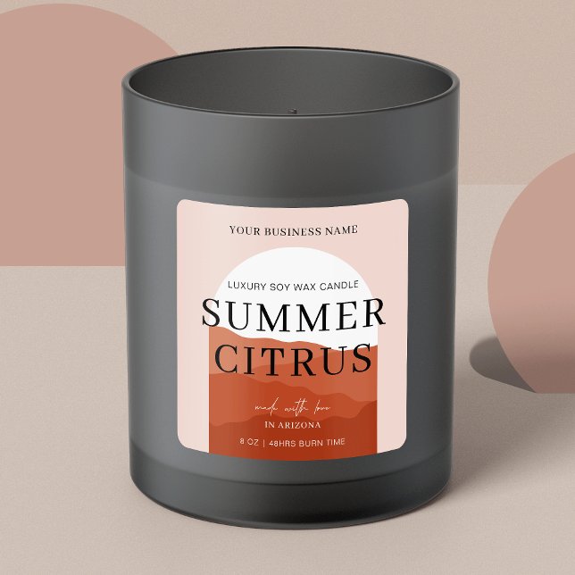 Sticker Carré Emballage de bougies en terracotta minimal Arc Boh (Créateur téléchargé)