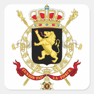 Sticker Carré Emblème belge - Coat of Arms of Belgium