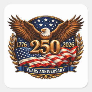 Sticker Carré Emblème Bronze du 250e Anniversaire Patriotique