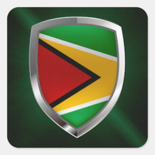 Sticker Carré Emblème métallique du Guyana