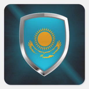 Sticker Carré Emblème métallique du Kazakhstan