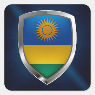 Sticker Carré Emblème métallique du Rwanda