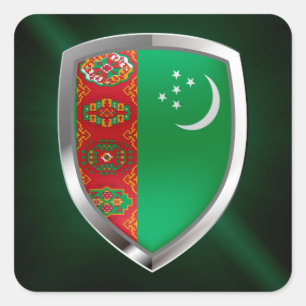 Sticker Carré Emblème métallique du Turkménistan