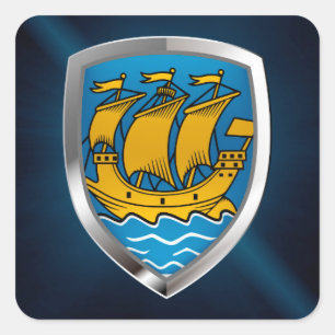 Sticker Carré Emblème métallique Saint-Pierre-et-Miquelon