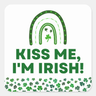 Sticker Carré Embrasse-Moi ! Je suis irlandais
