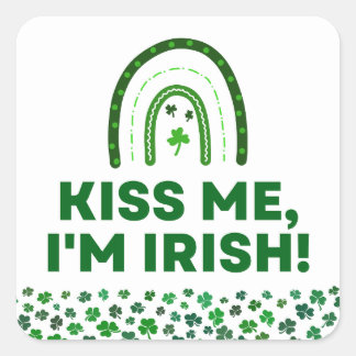 Sticker Carré Embrasse-Moi ! Je suis irlandais
