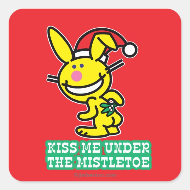 Sticker Carré Embrasse-Moi Sous La Mistletoe (Devant)
