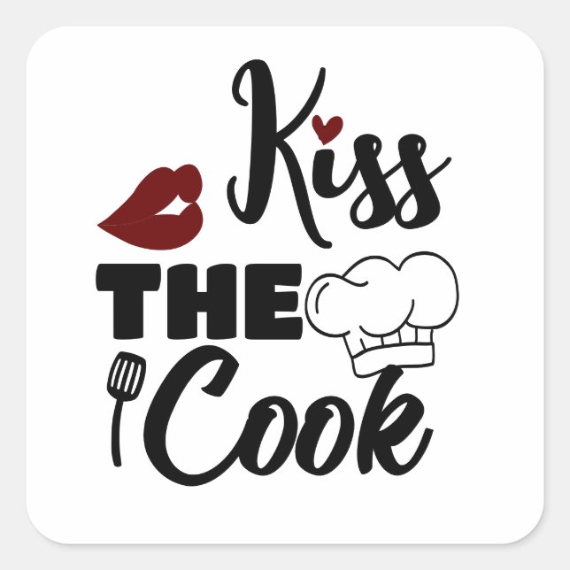 Sticker Carré embrasser le cuisinier (Devant)