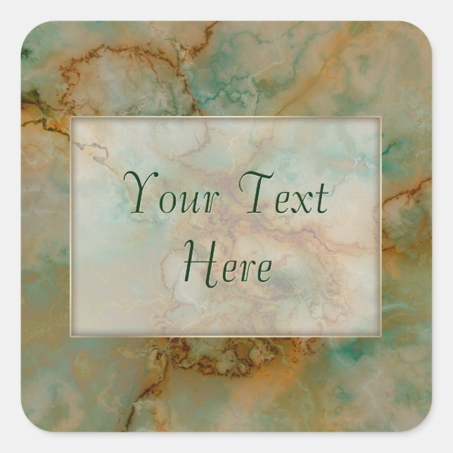 Sticker Carré Emerald Green et cuivre Gold Marble (Devant)