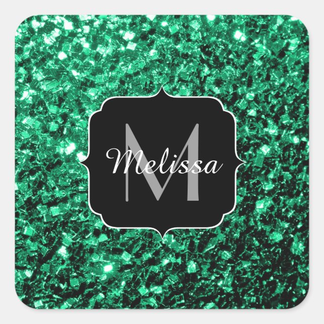 Sticker Carré Emerald Green fausse parties scintillant scintille (Devant)