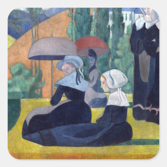 Sticker Carré Emile Bernard Breton Femmes avec parapluies (Devant)