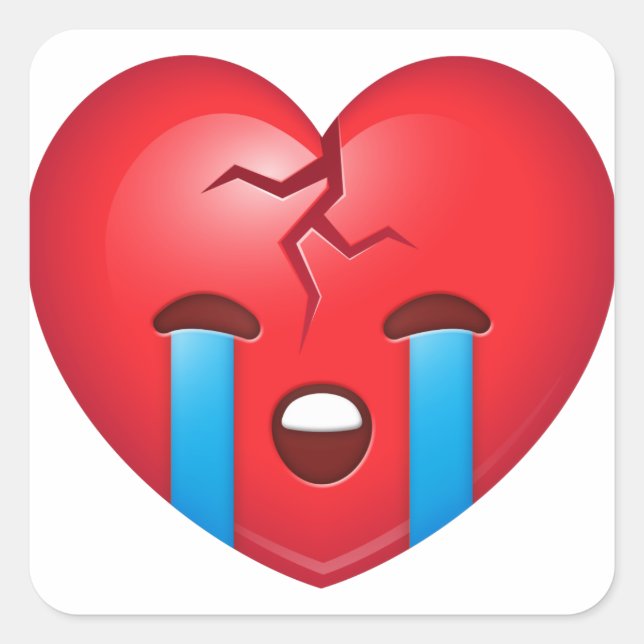 Sticker Carré Emoji coeur brisé triste (Devant)