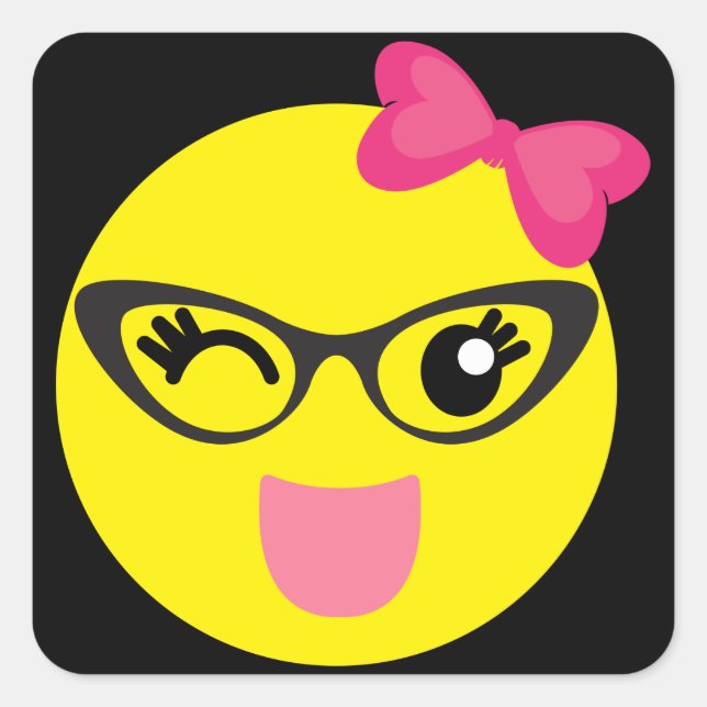 Sticker Carré Emoji fille en train de se réveiller (Devant)