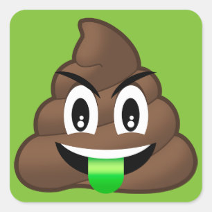 Sticker Carré Emoji, fou fou de langue verte