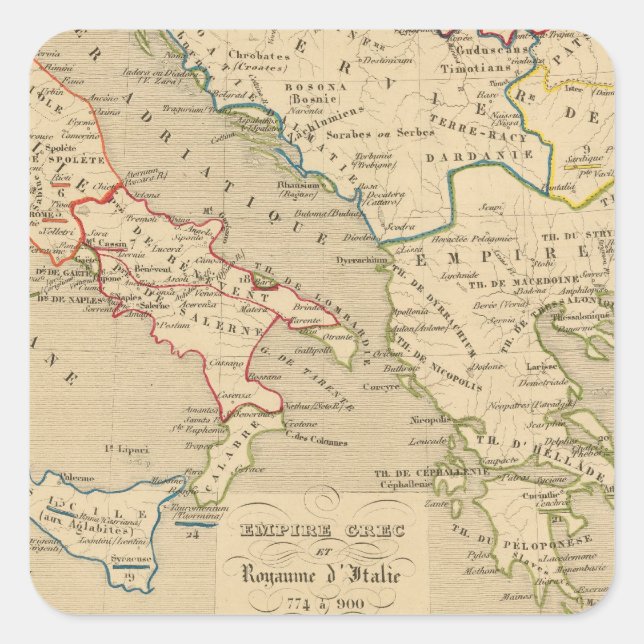 Sticker Carré Empire Grec et Royaume d'Italie 774 a 900 (Devant)