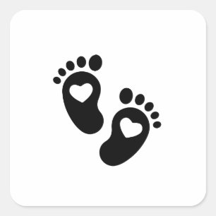 Sticker Carré Empreinte Coeur bébé, Pieds bébé