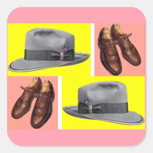 Sticker Carré Empreinte de chaussures fedora et wingtip dans les