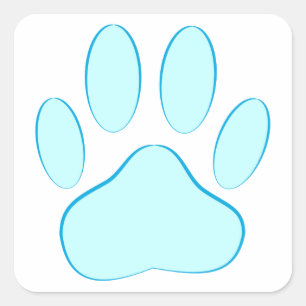 Sticker Carré Empreinte de chien bleu bébé