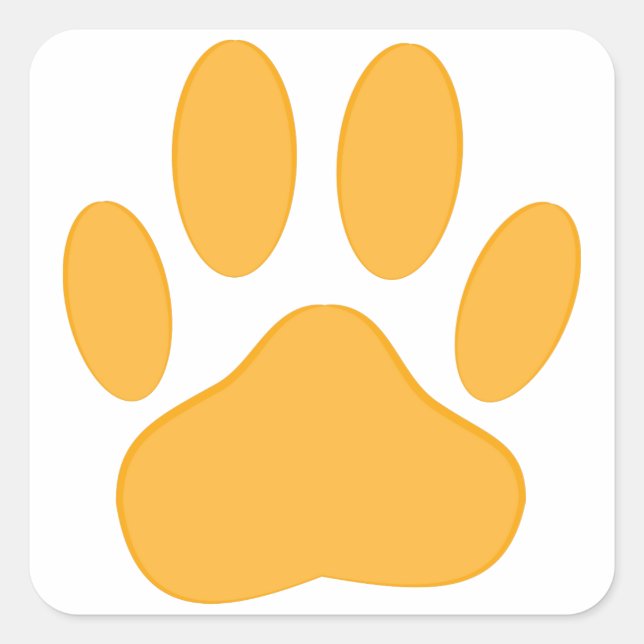 Sticker Carré Empreinte de chien orange (Devant)