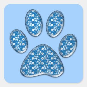 Sticker Carré empreinte de patte bleu kitty