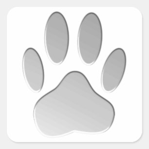 Sticker Carré Empreinte de patte de chien à l'air métallique