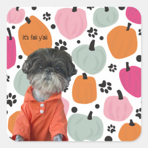 Sticker Carré Empreinte de patte de chien Automne Ajouter votre
