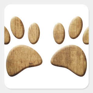 Sticker Carré Empreinte de patte de chien de bois