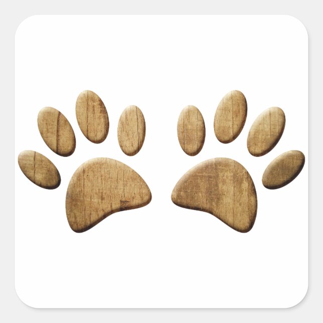 Sticker Carré Empreinte de patte de chien de bois (Devant)