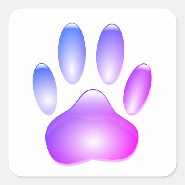 Sticker Carré Empreinte de patte de chien en verre coloré (Devant)