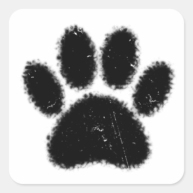 Sticker Carré Empreinte de patte De Chien Rough Et Distressed (Devant)