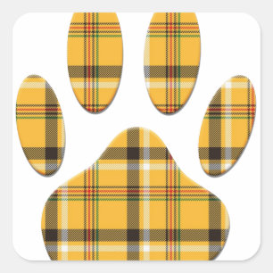Sticker Carré Empreinte de patte de chien Tartan
