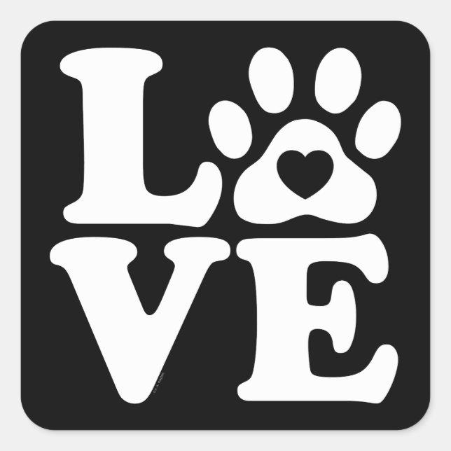 Sticker Carré Empreinte de patte Love Dogs (Devant)