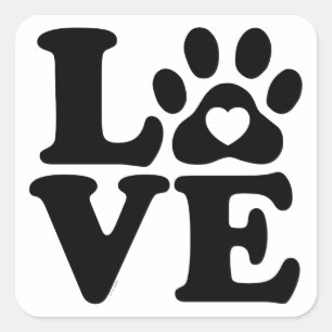 Sticker Carré Empreinte de patte Love Dogs