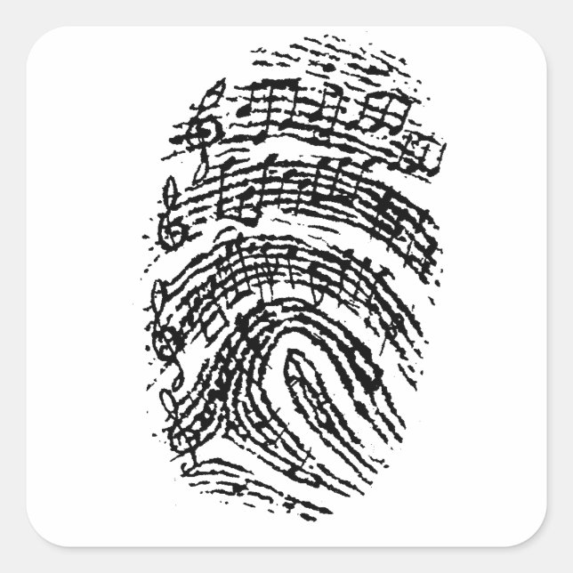 Sticker Carré Empreinte digitale de musique (Devant)