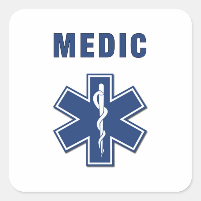 Sticker Carré EMS ParaMedic Star of Life (Devant)