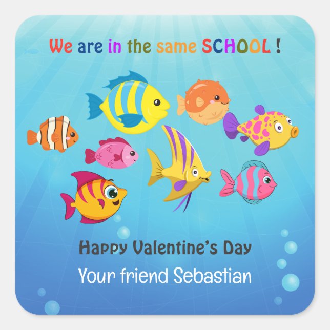 Sticker Carré En classe Saint-Valentin (Devant)