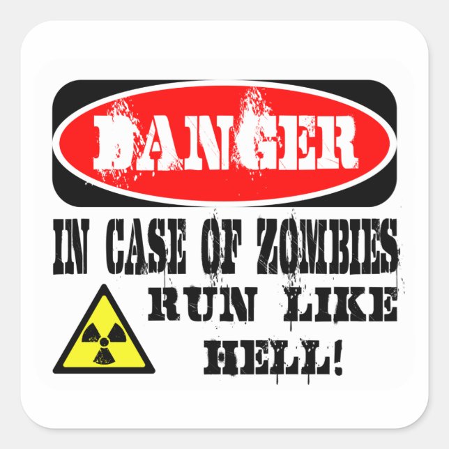 Sticker Carré En coque de zombies courent comme l'enfer ! (Devant)