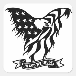 Sticker Carré En Dieu, nous faisons confiance   Drapeau d'aigle 