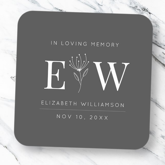 Sticker Carré En Mémoire Amoureuse Mémorial Monogramme Moderne F (Créateur téléchargé)