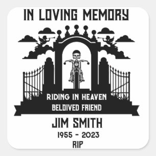 Sticker Carré En mémoire Motorbike Rider Biker funérailles