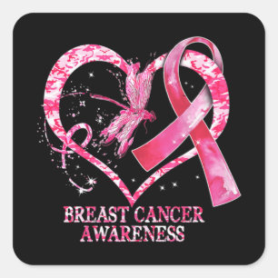 Sticker Carré En Octobre Nous Portons Pink Breast Cancer Sensibi