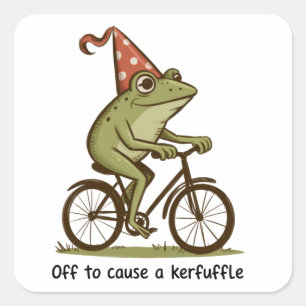 Sticker Carré En route pour causer une pagaille Grenouille Sarca