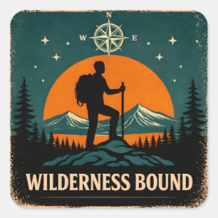 Sticker Carré En route vers la nature sauvage – L'aventure appel