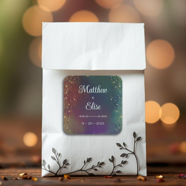 Sticker Carré Enchanted Forest Fairy Lights Fantasy Wedding (Créateur téléchargé)