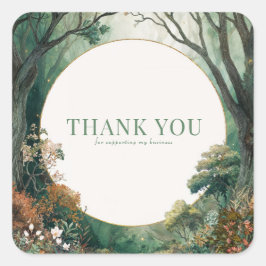 Sticker Carré Enchanted Forest Rustic Trees Gold Glitter