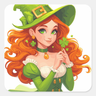 Sticker Carré Enchanter la dame avec le trèfle