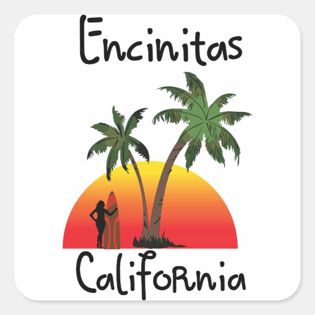 Sticker Carré Encinitas Californie. (Devant)